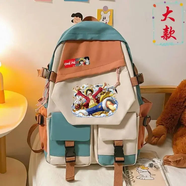 anime One Piece Luffy Zoro anime backpack large capacity student school bag male campus Korean version backpack birthday gift