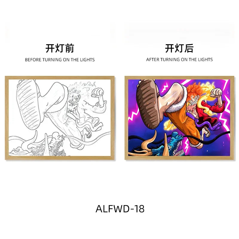 Sun God Nika Luffy Light-Up Frame – One Piece LED Desktop Decor