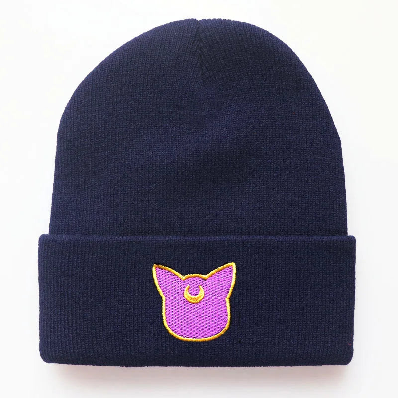 Sailor Moon Beanies Hats Anime Winter Street Punk Knitted Bonnet Caps Warm Elasticity Embroidery Hip Hop Cycling Skiing Hats