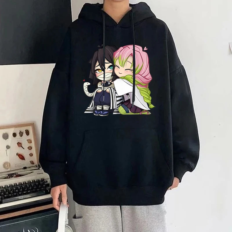 Hot Sale Autumn And Winter Fashion Long-Sleeved Outdoor Casual Loose Sweater Anime Kanroji Mitsuri Iguro Obanai Printing Hoodies