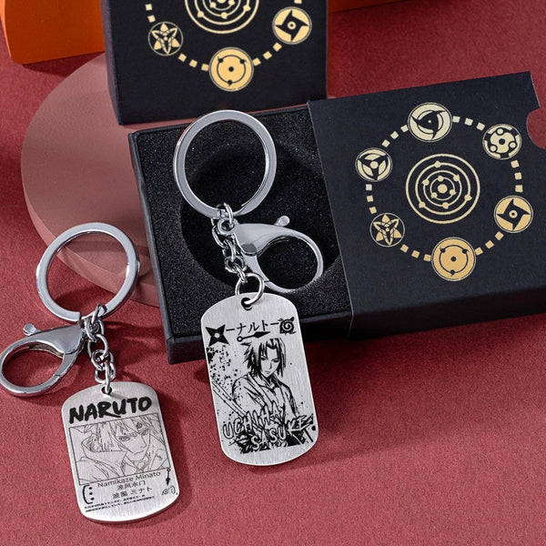 Naruto Titanium Steel Anime Keychain Pendant – Uchiha Itachi, Sasuke & Kakashi