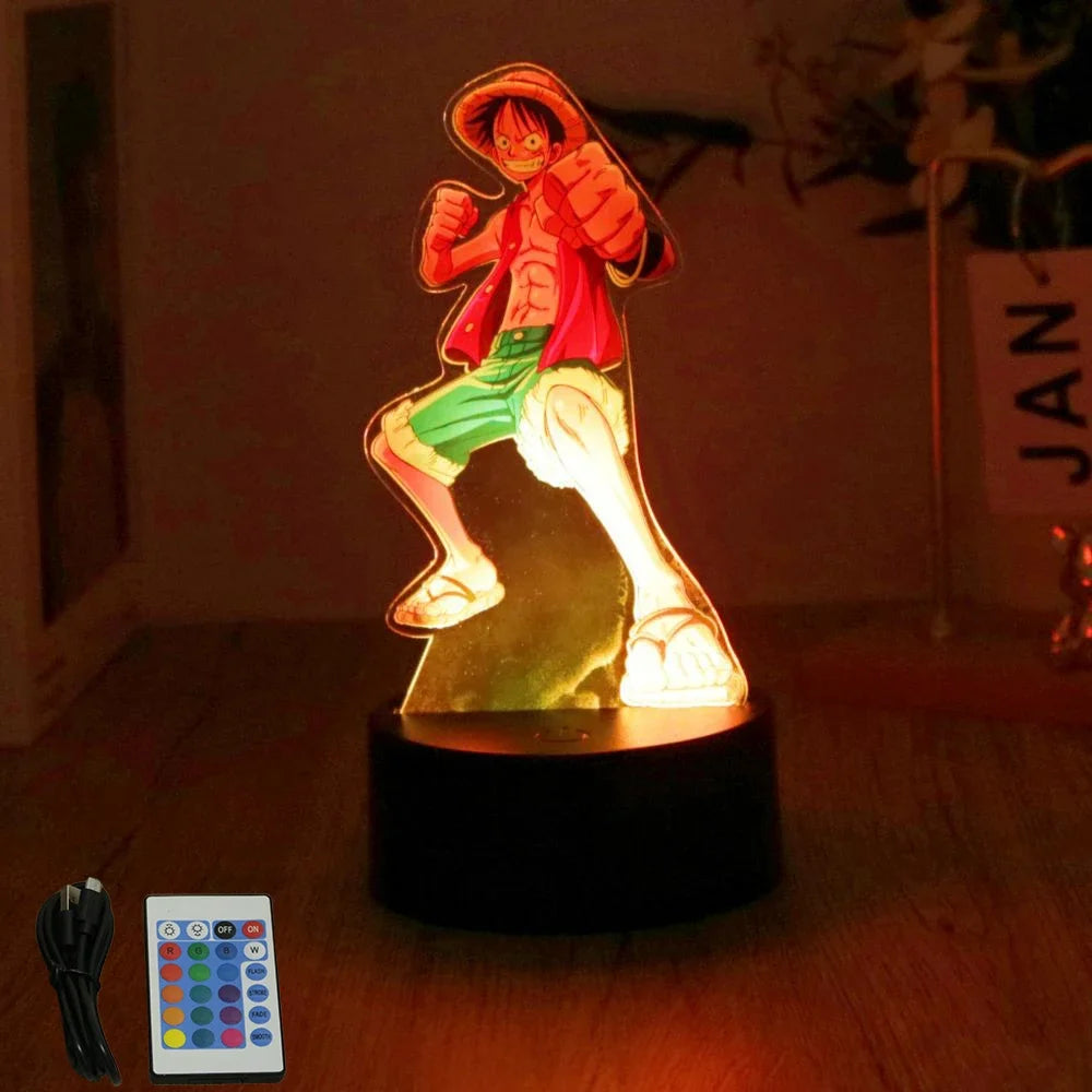 Actions Figure One Piece Luffy Zoro Anime Figures 3D Lamp PVC Action Collection Model Toys LED Night Light Kid Christmas Gift