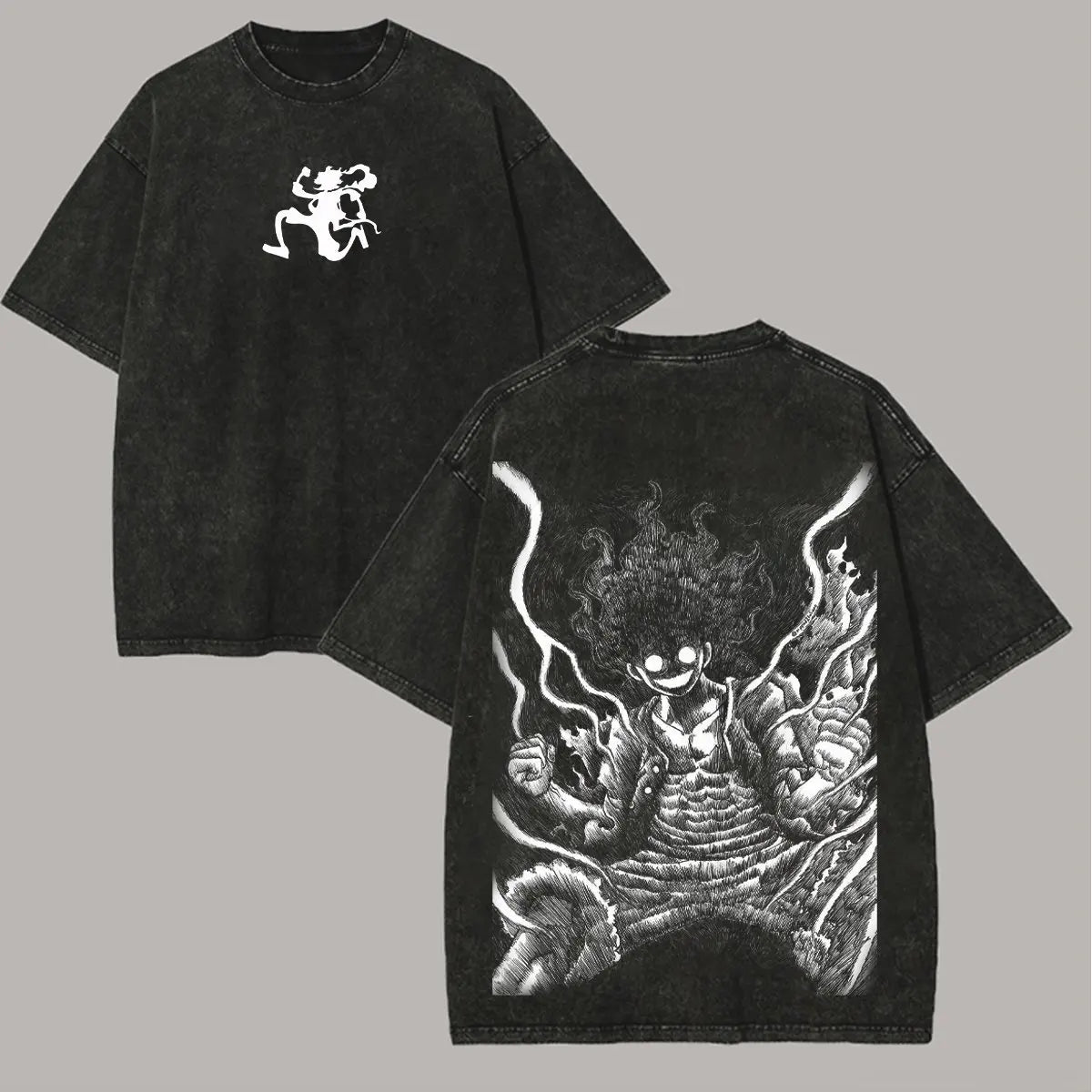 Anime One Piece Vintage Washed T Shirt Men Women Graphic Print Cotton Streetwear Short Sleeve Tee Casual Tops Summer Y2k