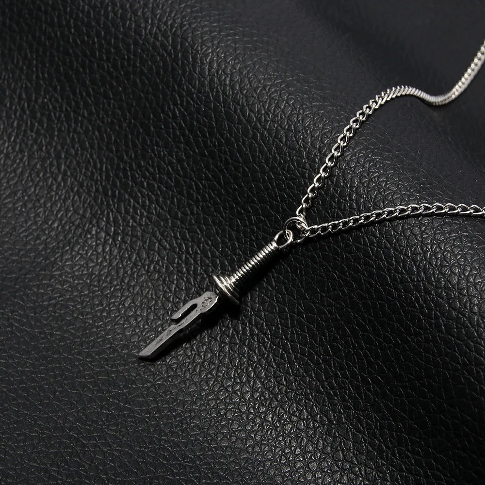 Anime Jujutsu Kaisen Fushiguro Toji Sword Necklace Spear of Tianri Knife Pendant Cosplay Necklaces For Unisex Choker Jewelry