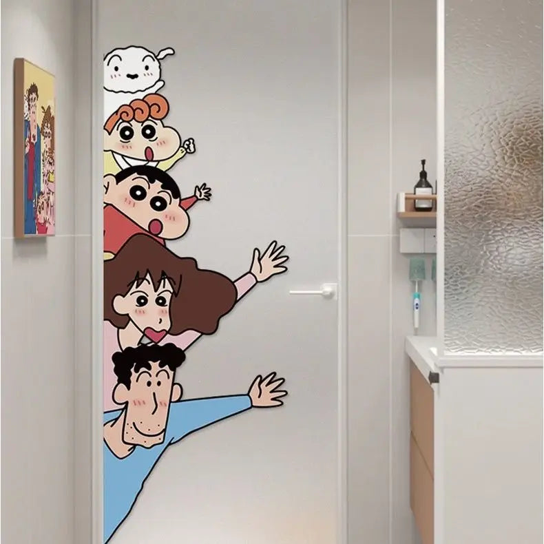 Ins style Crayon Shin chan Wall Stickers Cute and Funny Anime Glass Window Stickers Shop Decoration Door Stickers