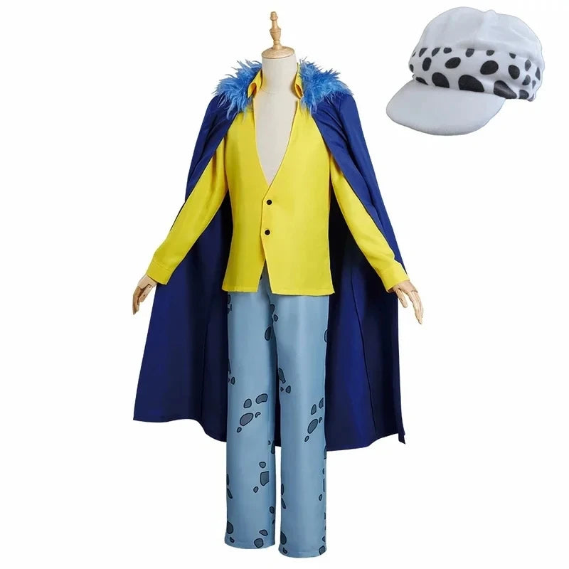 Anime Water Law Tra Falgar Cosplay Costume Trafalgar D Cosplay Suits Uniform For Men Halloween Coat Death Technician Hat