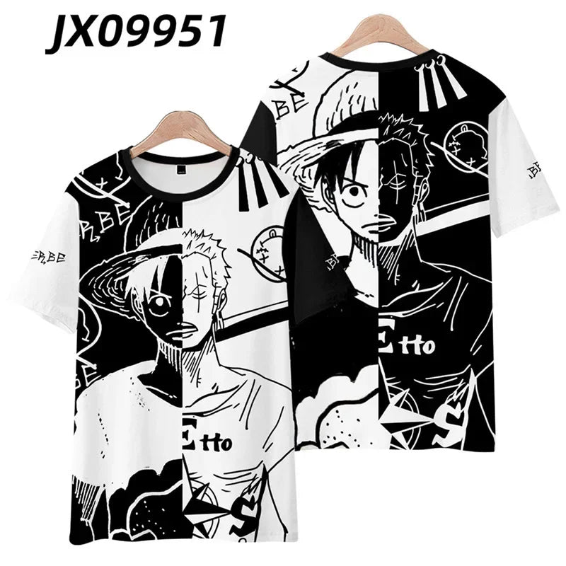 Anime Summer ONE PIECE T-Shirt Luffy Zoro 3D Print Clothes Female Male Fashion T Shirts Short Sleeves Casual Tops