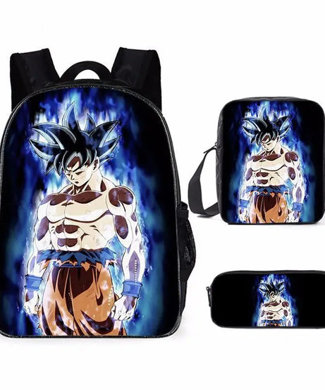 Dragon Ball Anime Goku Vegeta Frieza Large Capacity Cool Student School Bag Lunch Bag Pencil Bag Three-piece Set Gift