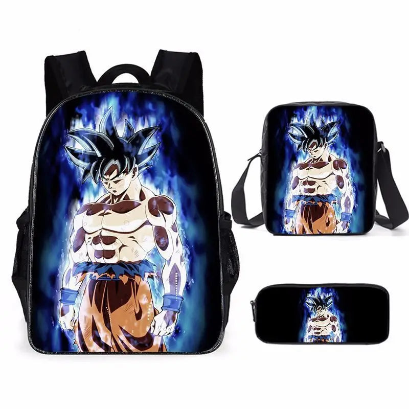 Dragon Ball Anime Goku Vegeta Frieza Large Capacity Cool Student School Bag Lunch Bag Pencil Bag Three-piece Set Gift