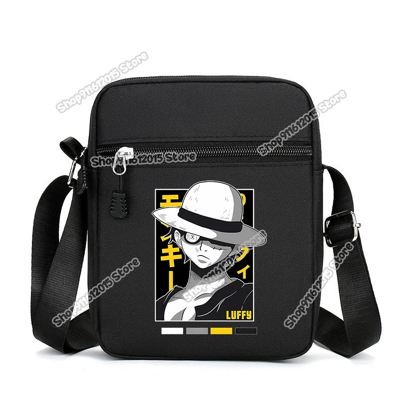 One Piece Men Shoulder Bag Anime Luffy Zoro Boy Oxford Cloth Crossbody Zipper Messenger Bags Outdoor Travel Small Phone Pouch
