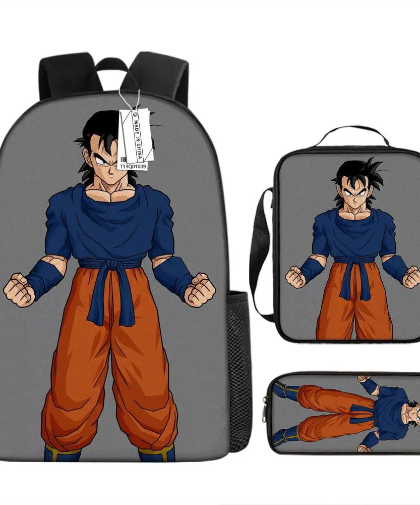 Dragon Ball Anime Goku Vegeta Frieza Large Capacity Cool Student School Bag Lunch Bag Pencil Bag Three-piece Set Gift