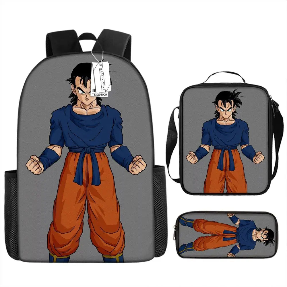 Dragon Ball Anime Goku Vegeta Frieza Large Capacity Cool Student School Bag Lunch Bag Pencil Bag Three-piece Set Gift