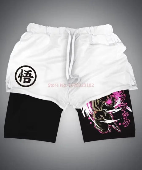 New Dragon Ball Son Goku Shorts Anime Men Double Layer Sports Short Pants Sportswear Jogger Breathable Beach Pants