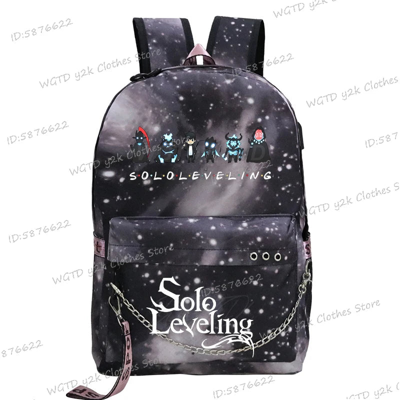 Cute Funny Solo Leveling Anime School Backpack for Teenager Bookbag Fashion Student Zipper Travel Rucksack Women Men Back Pack