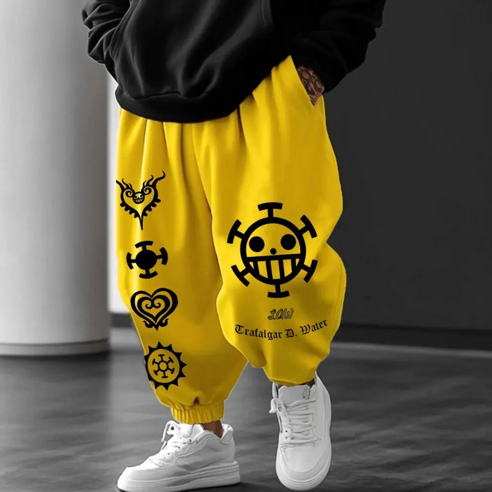 One Piece Anime Print Men's Loose Casual Sports Pants Streetwear Fashion Daily Wear Cotton Trousers Y2k Sweatpants Summer Autumn