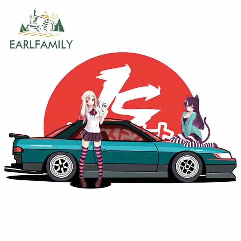 EARLFAMILY 13cm For ILLEGALSTREET X ANIME Window Fine Decal Sunscreen Car Sticker Anime Car Accessories Decoration