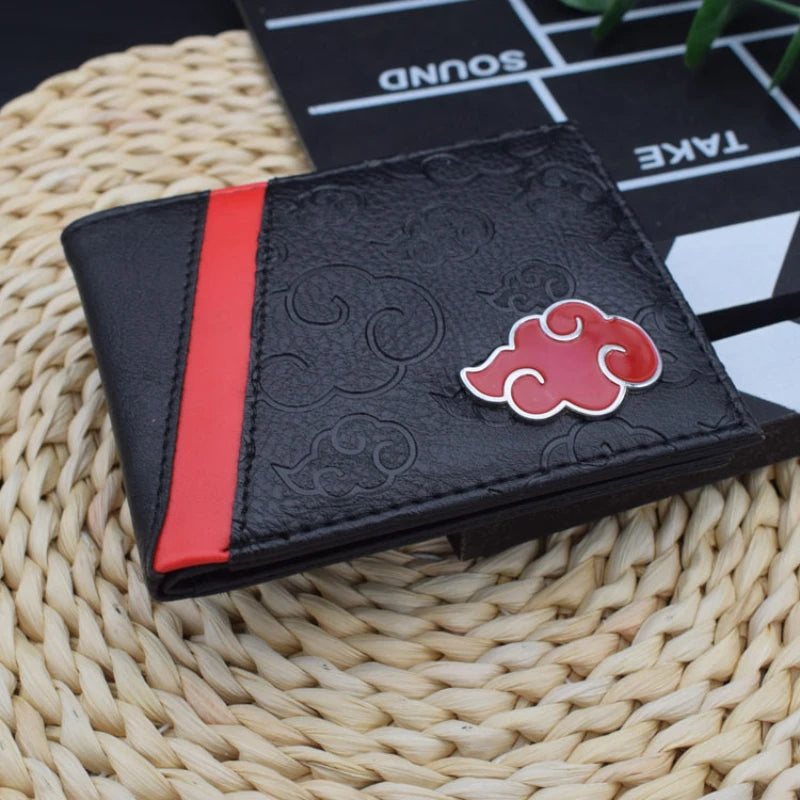 Naruto Sasuke Akatsuki organization red cloud wallet pu men's wallet card holder passport cover luxury birthday gift