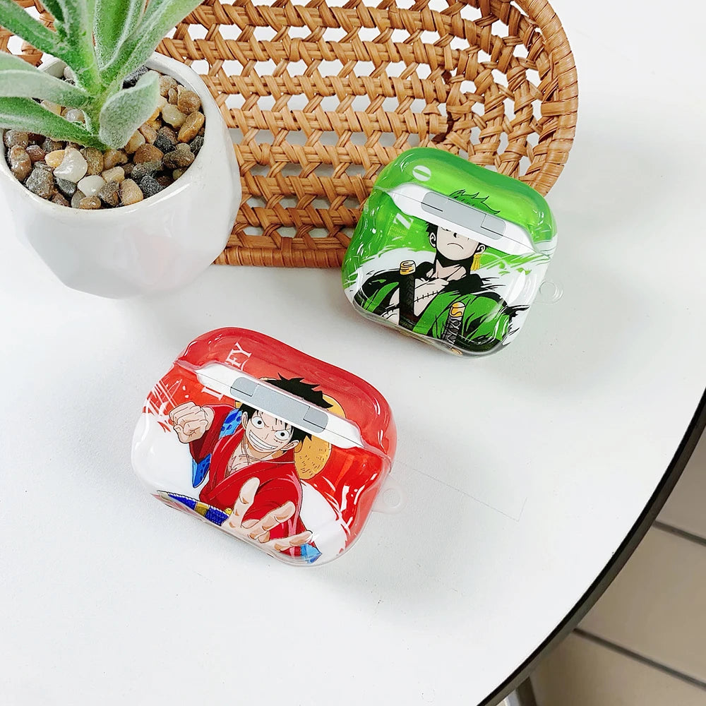Cute One Piece Luffy Zoro Model Earphone Phone Case for Apple AirPods 1 2 3 Pro 4 Pro2 2nd Bluetooth headset headphone Cover
