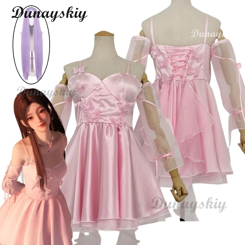 Anime Love and Deepspace Suspender Dress Wig Cosplay Xavier Zayne Rafayel Sylus Women Lolita Girl Necklace Suit Carnival Costume