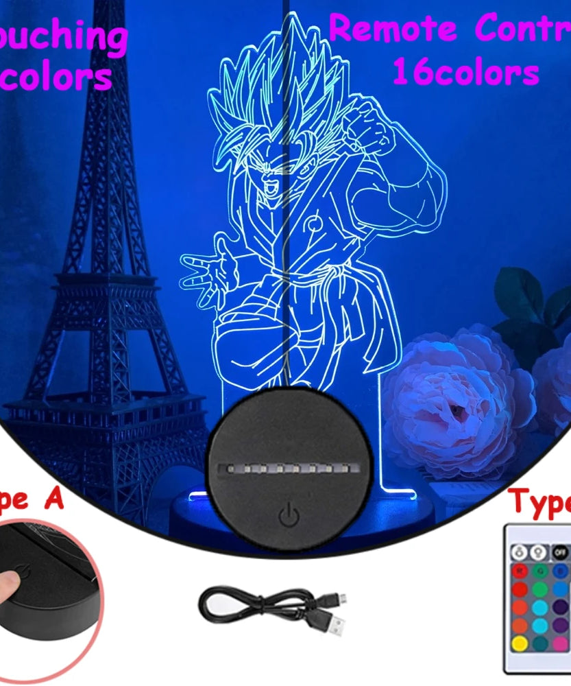 Dragon Ball Z Anime Figures 3D LED Light Childhood Desk Lamp Goku Figure Vegeta Gohan Anime Figures Room Decor Birthday Gift