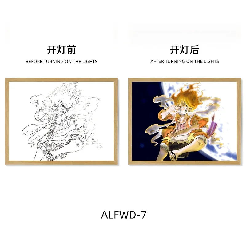 Sun God Nika Luffy Light-Up Frame – One Piece LED Desktop Decor