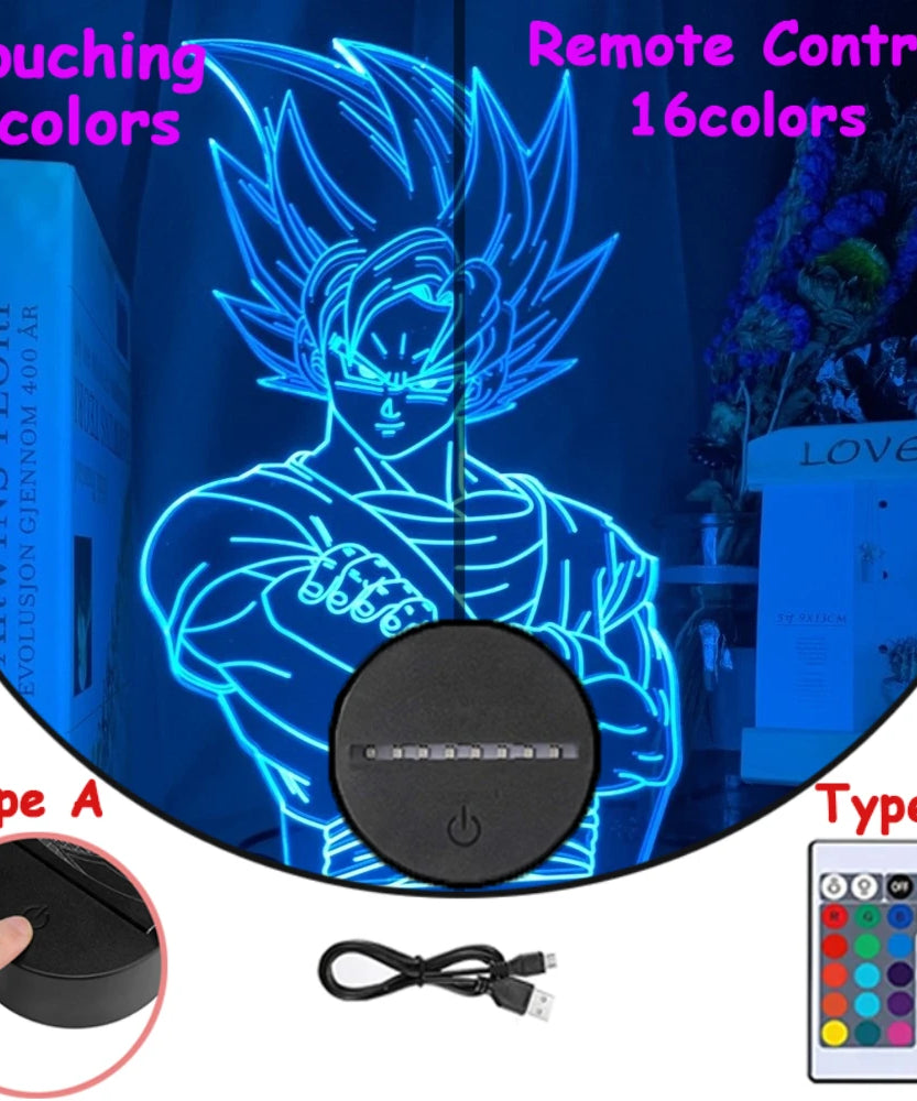 Dragon Ball Z Anime Figures 3D LED Light Childhood Desk Lamp Goku Figure Vegeta Gohan Anime Figures Room Decor Birthday Gift