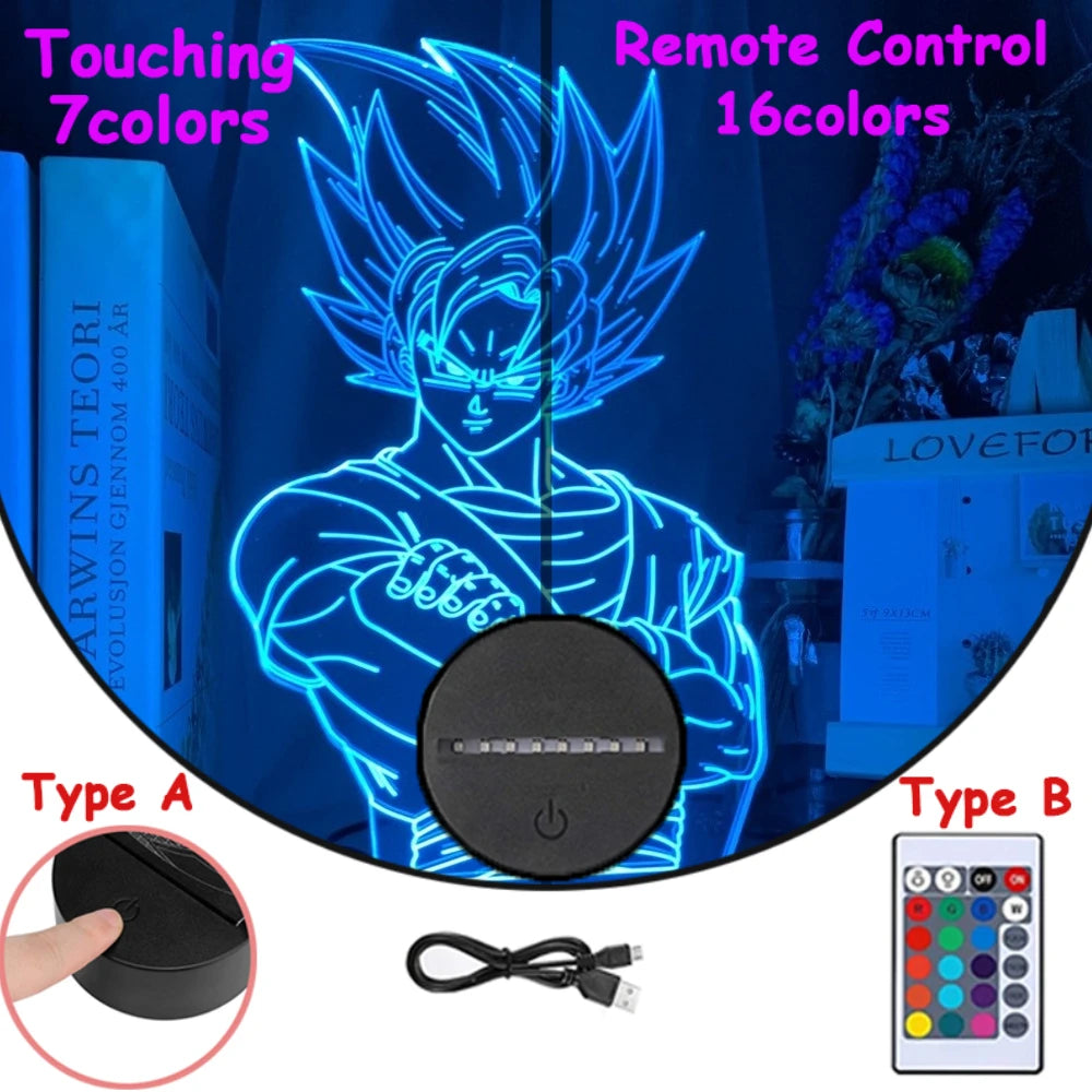 Dragon Ball Z Anime Figures 3D LED Light Childhood Desk Lamp Goku Figure Vegeta Gohan Anime Figures Room Decor Birthday Gift