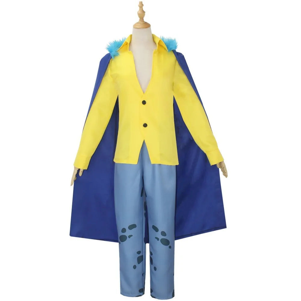 Anime Water Law Tra Falgar Cosplay Costume Trafalgar D Cosplay Suits Uniform For Men Halloween Coat Death Technician Hat