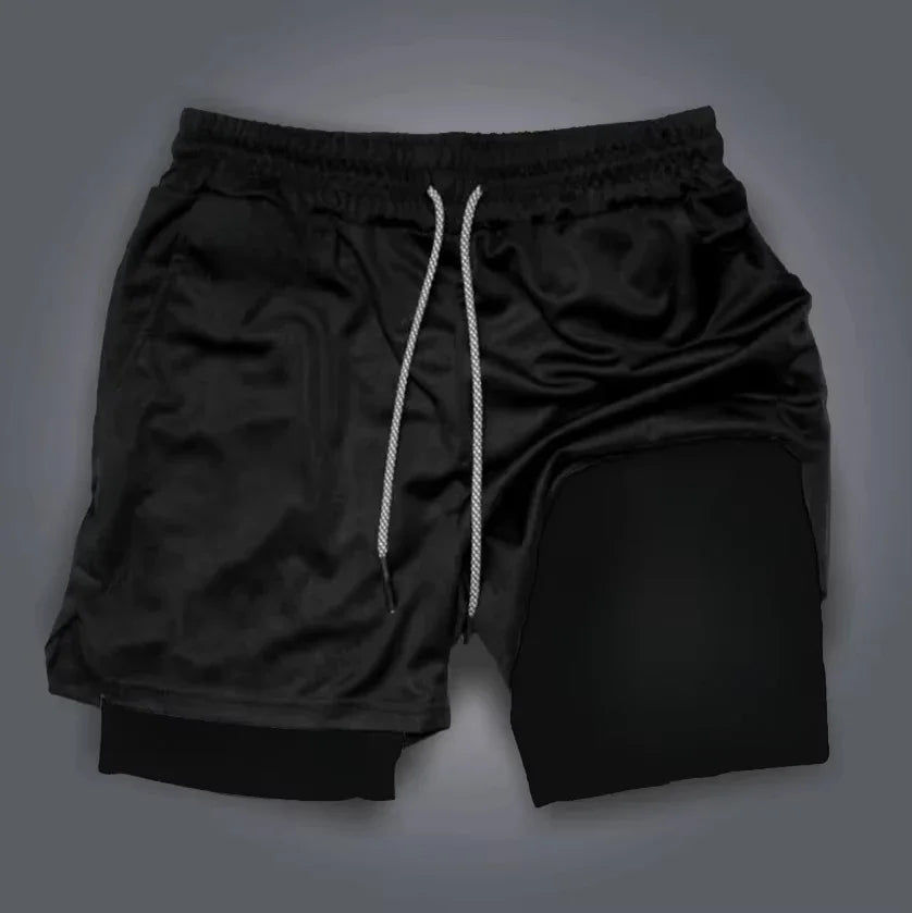 Demon Slayer Printed Double-layer Shorts Summer Men's and Women's Sports Fitness Swimming 2-in-1 Quick Drying Breathable Shorts