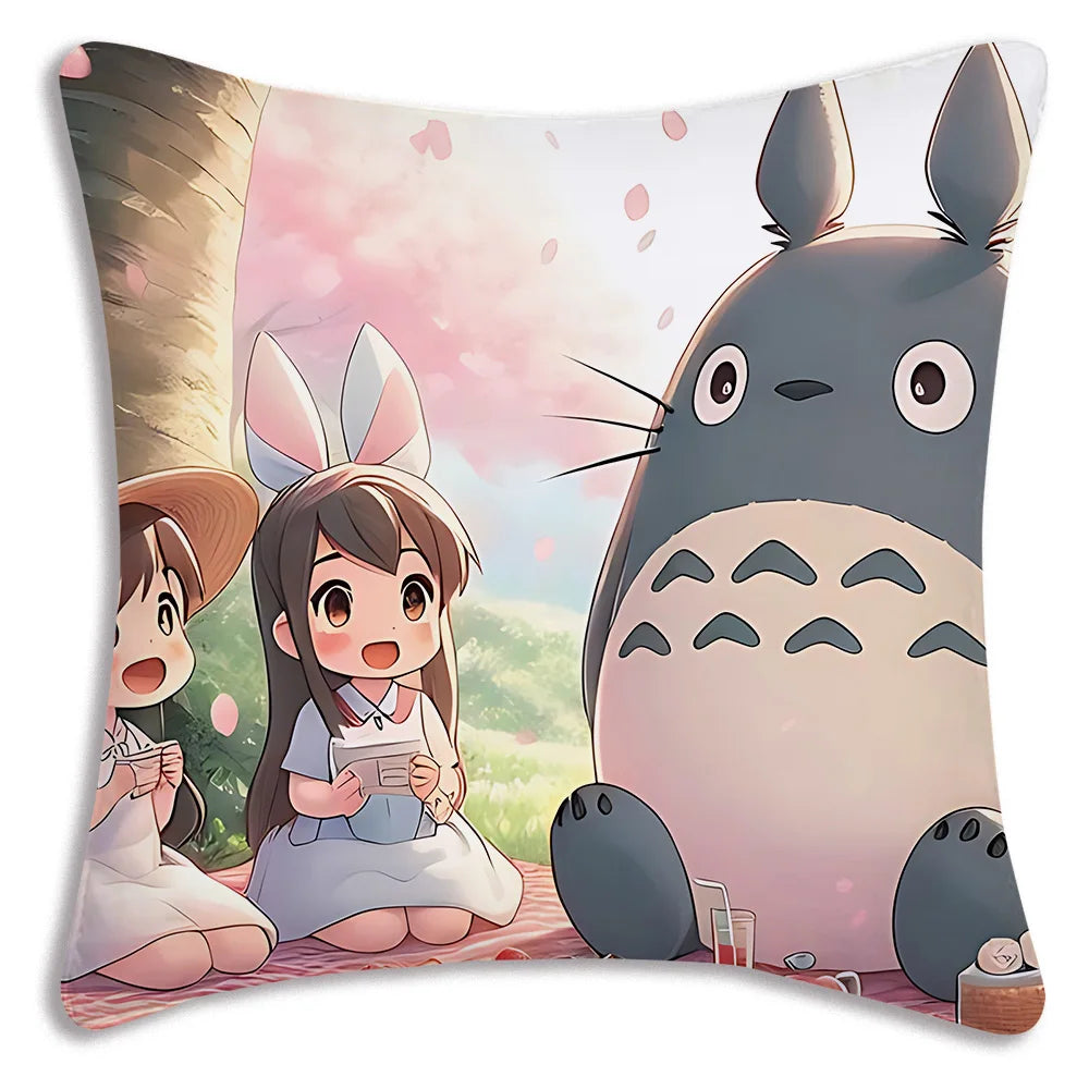 Anime T-TotoroS Kawaii Pillow Covers Cartoon Sofa Decorative Home Double-sided Printing Short Plush Cute Cushion Cover