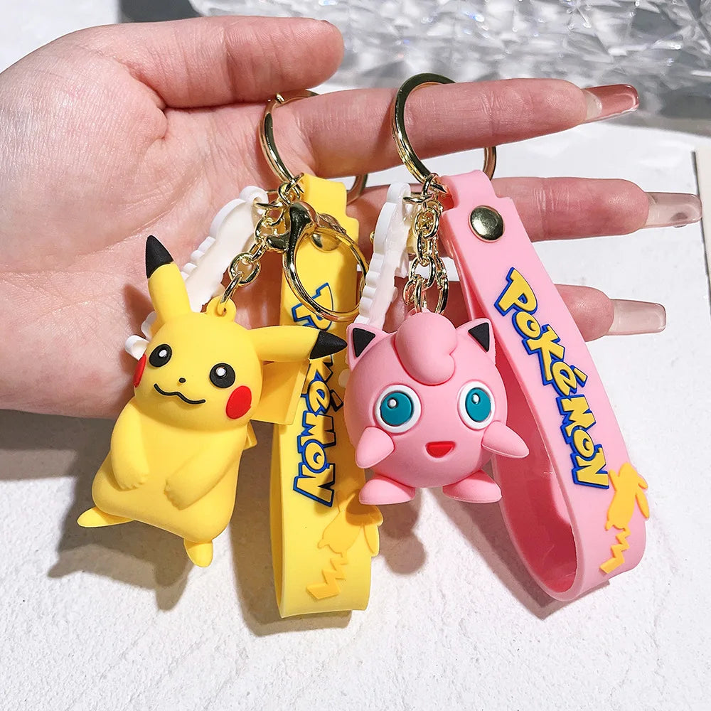 Pocket Monster Pikachu Anime PVC Doll Keychain Pendant Bag Accessories Action Toy Doll Psyduck Charizard Children's Gift