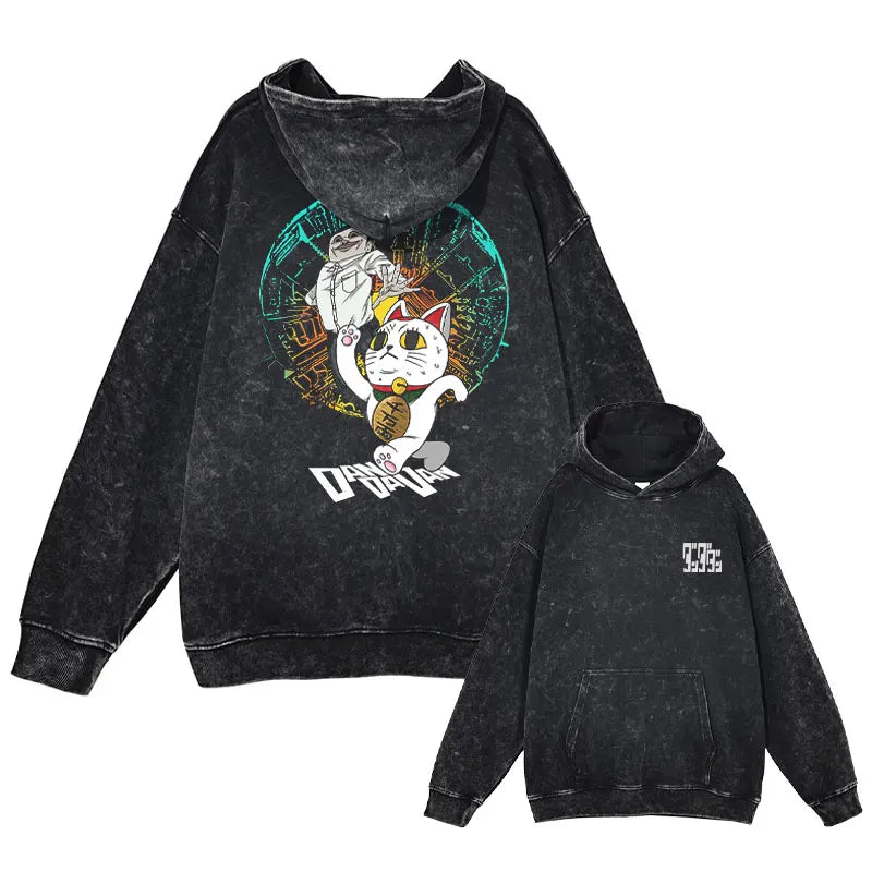 Anime dandadan Hoodies Vintage Washed Dan Da Dan Hooded Sweatshirts Oversize Streetwear Manga Ayase Momo Okarun Hoodie Men Women
