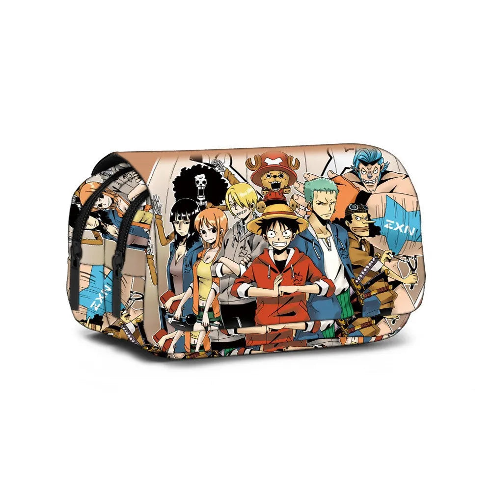 ONE PIECE Luffy Anime Printed Pencil Case Polyester Multi Layer Student Stationery Box for School Supplies Kids Pencil Bag