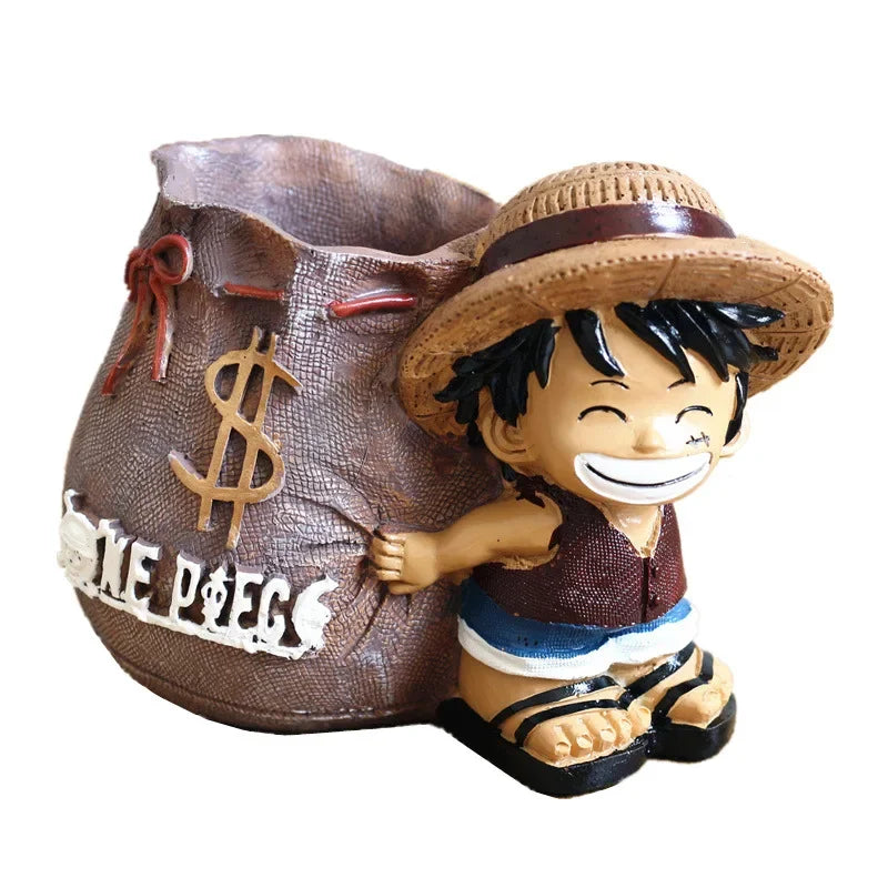 One Piece Luffy Resin Pen Holder – 10cm Desk Figure Organizer