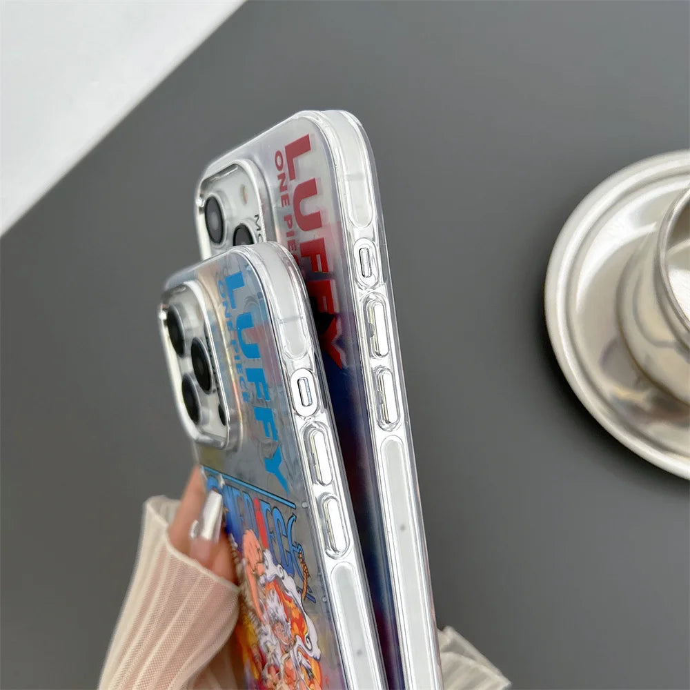 Anime One Piece Luffy Zoro Phone Case For iPhone 11 12 13 14 15 16 Pro Max Electroplated Camera Protector Cover