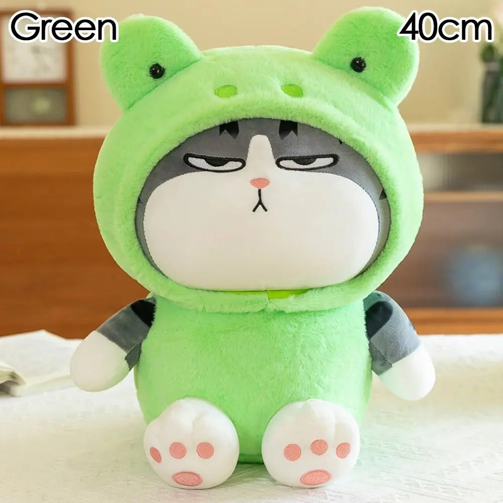 22/40cm Tabby Cat Doll Plush Toy Small Hooded Dressed Panda Frog Bunny Plushie Peluche Cosplay Animal Kids