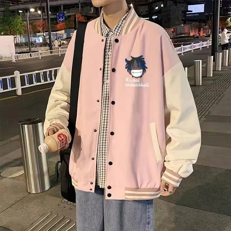 Anime One Piece Monkey D. Luffy Anime Baseball Jacket Men's Loose Autumn Coat Versatile Casual Top