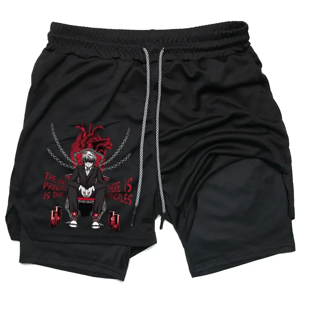 Kurapika Anime 2-in-1 Gym Shorts – Breathable Compression Sportwear