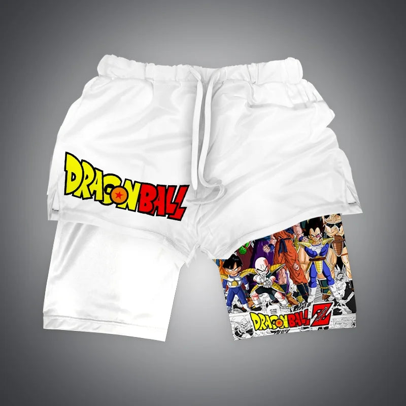 New Dragon Ball Son Goku Shorts Anime Men Double Layer Sports Short Pants Sportswear Jogger Breathable Beach Pants