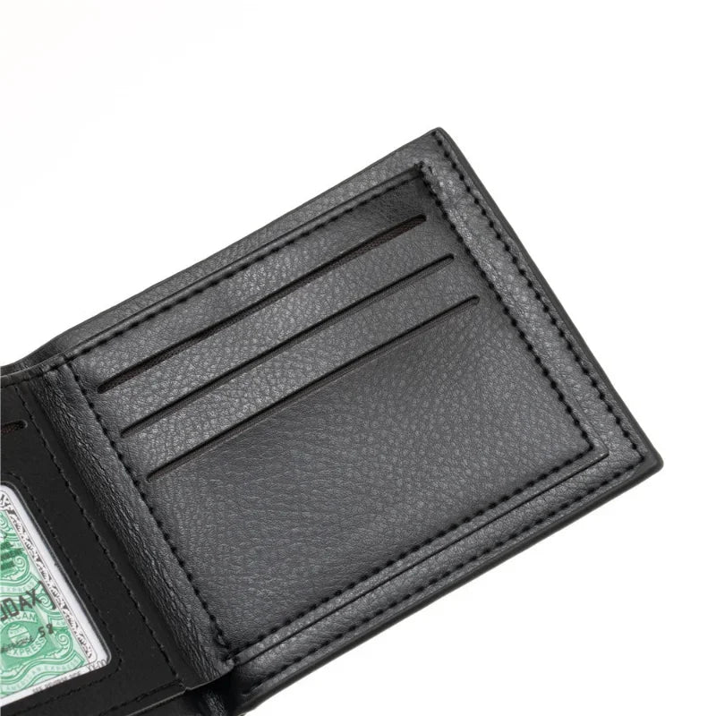 Naruto Sasuke Men Purse Black PU Leather Large Capacity Simple Casual Multiple Slot Card Holder Short Ultra Thin Wallet Gift New