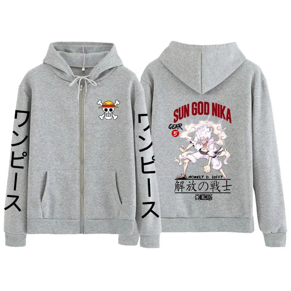 Anime Hooded Jacket One Piece Luffy Men Women Zip Up Sweatshirt Autumn Winter Fashion Graphic Print Streetwear Casual y2k Tops