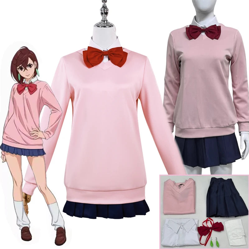 Dandadan Momo Ayase Cosplay Costume Anime Dandadan Dress Skirt School Uniform Earrings Choker Halloween Party for Girls Women
