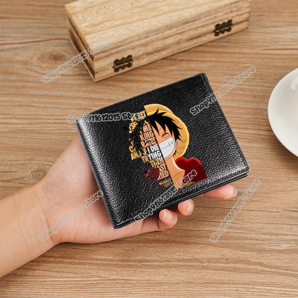 One Piece Pu Leather Wallet for Men Foldable Short Wallets Luffy Zoro Chopper Coin Purse Man Multi-slot Credit ID Card Holder