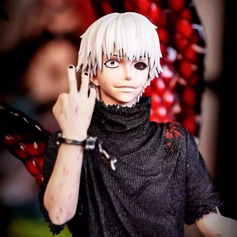 35cm Tokyo Ghoul GK Ken Kaneki White Hair 4 Kagune Action Figure Double Head Statue Collectible Anime Model Toy Desk Decor Gift