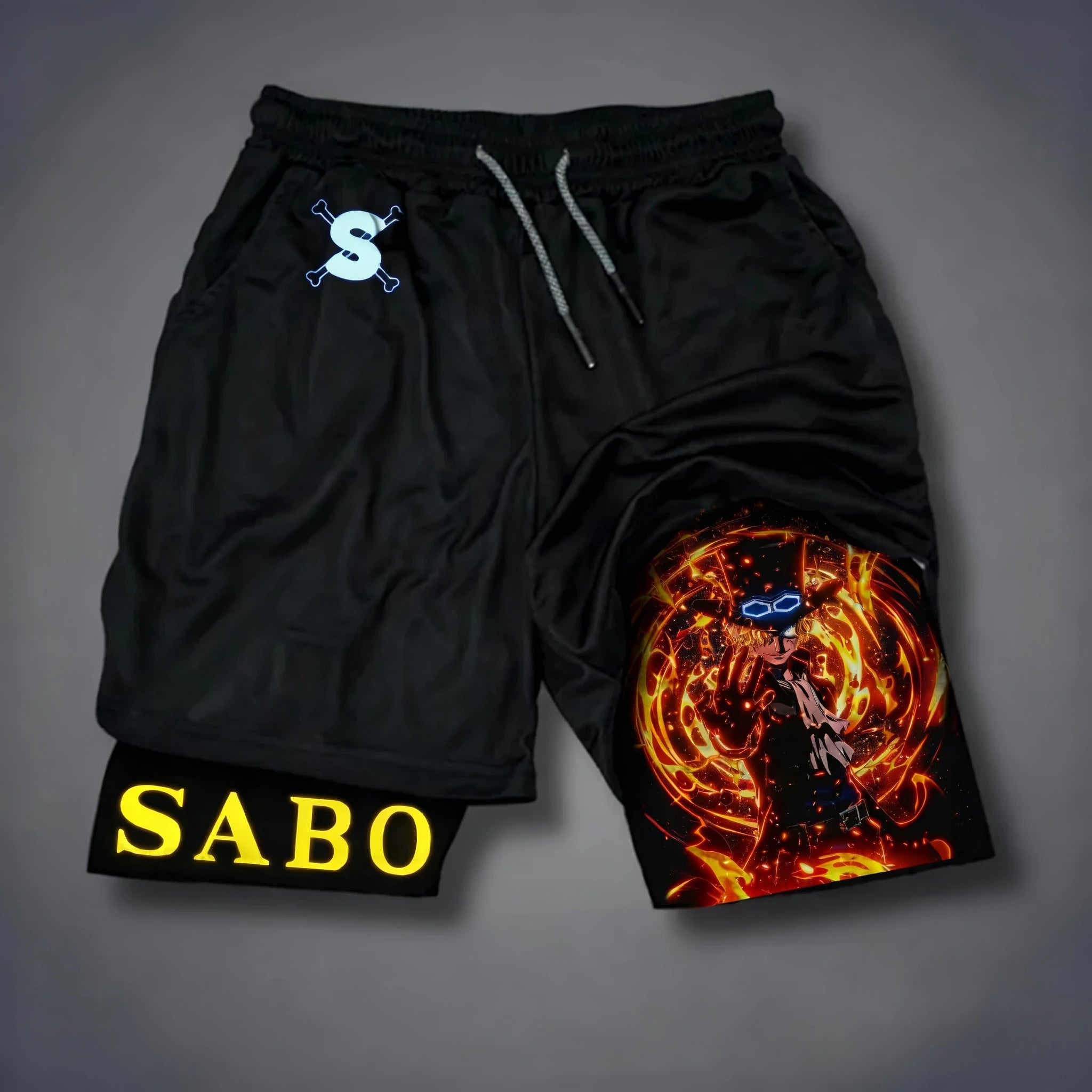 One Piece Anime New Printed 2-in-1 Sports Shorts Summer Street Trendy Fashion Fitness Swimming Hiking Double Layer Shorts