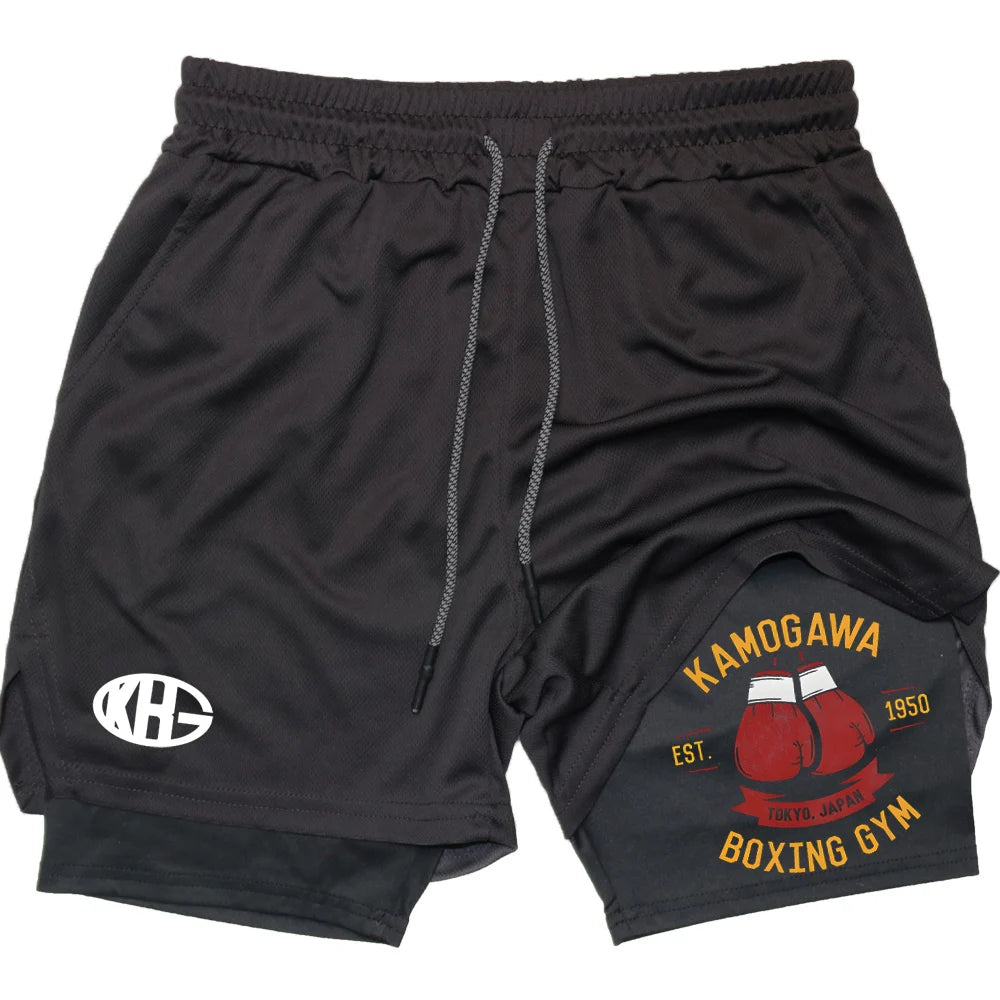 IPPO Boxing Anime Gym Shorts – 2-in-1 Quick-Dry Compression Shorts for Men