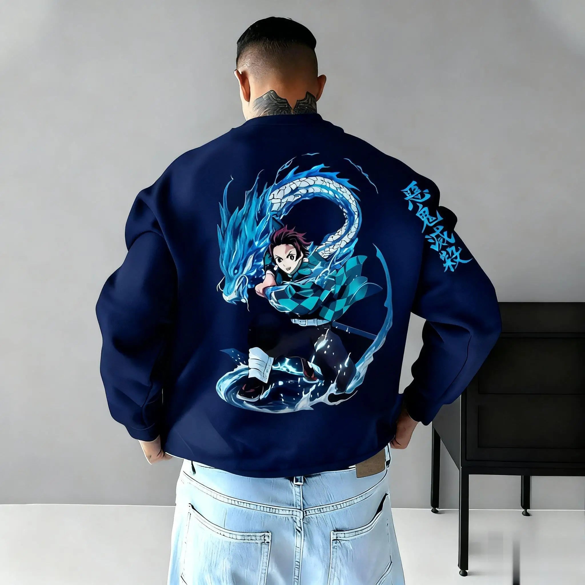 Oversized Demon Slayer Jacket Men Women Hooded Anime Print Coat Outdoor Streetwear Pullover Sweatshirt Casual Autumn Winter New