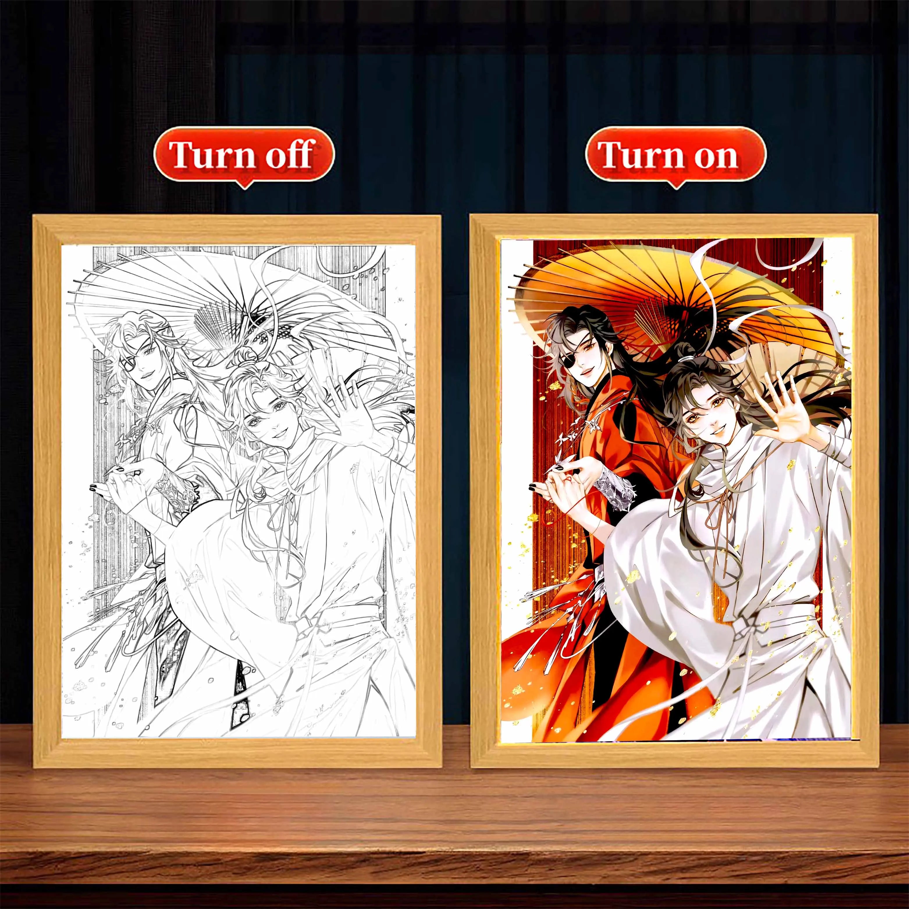 Light Painting Picture Frame Tian Guan Ci Fu Led Night Lights Xielian Huacheng Decor Bedroom Friends Charming Gifts Moon Lamps