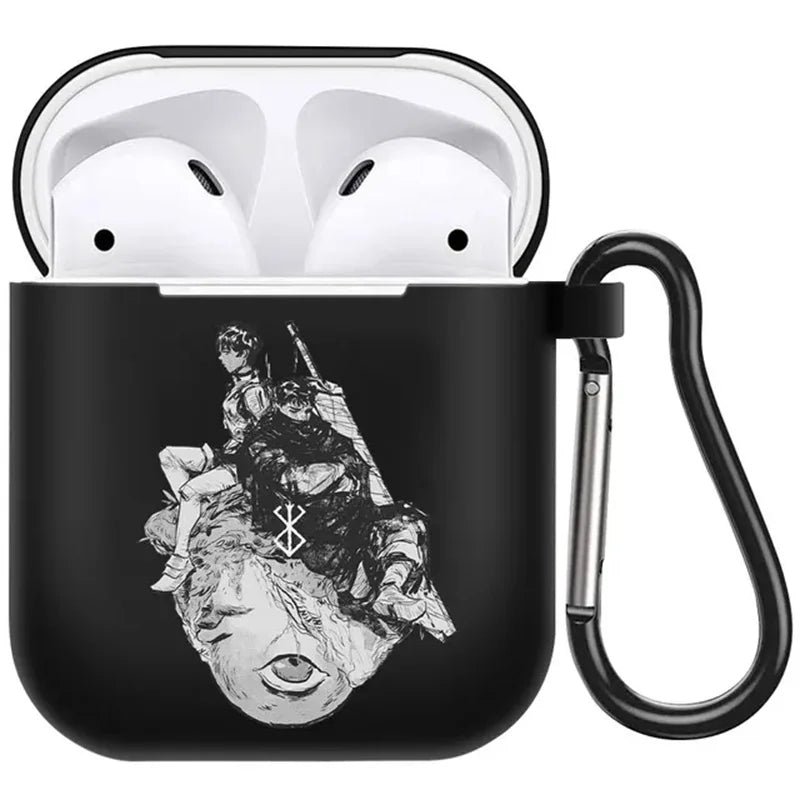 anime Berserk Guts Zodd Earphone Case For AirPods4 1 2 3 Pro Black Soft silicone wireless Bluetooth headphone case