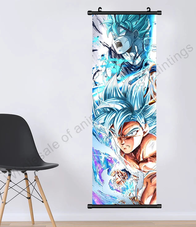 Dragon Ball Z Hanging Canvas Scroll – Goku, Vegeta & Frieza Anime Wall Art